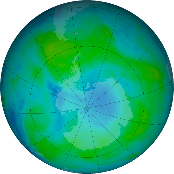 Antarctic ozone map for 28 January 1986